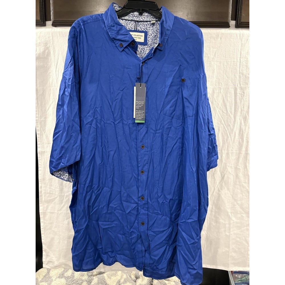 Brand New Report Collection 4XT Royal Blue Modal Button Down Shirt Untucked